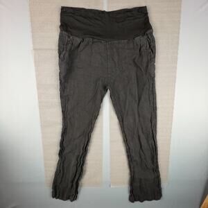 Grey Violet Pants Small Gray Linen Stretch Waist Italy Made Minimalist